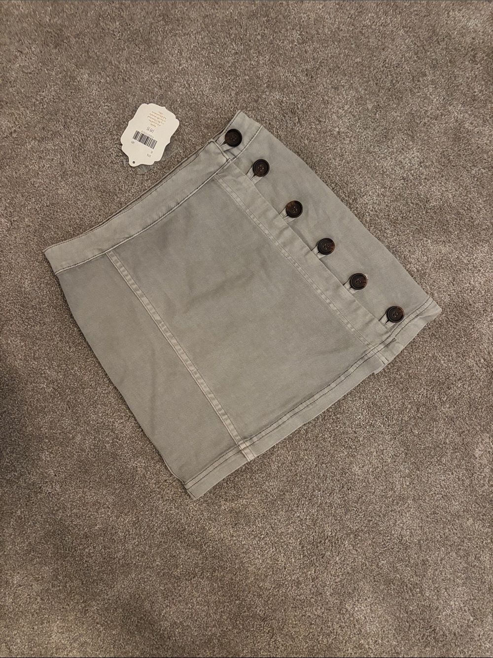 NWT! Gray Button-Accent Mini Skirt